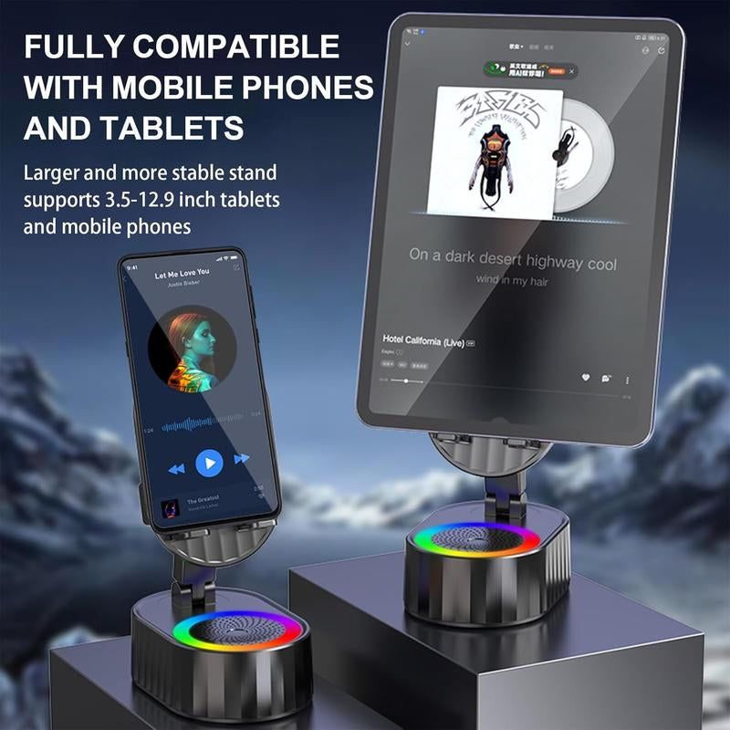 5‑in‑1 Induction Speaker with Phone Stand – Wireless Bluetooth Audio + Colorful LED Light (Black)