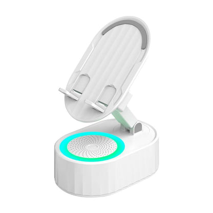 5‑in‑1 Induction Speaker with Phone Stand – Wireless Bluetooth Audio + Colorful LED Light (Black)